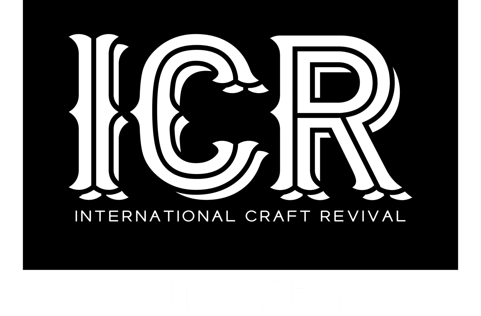 A black and white photo of the international craft revival logo.